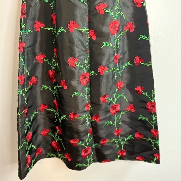 SWEET Chemise Strapless Black Satin with Embroidered Roses Size 8 - Picture 7 of 12